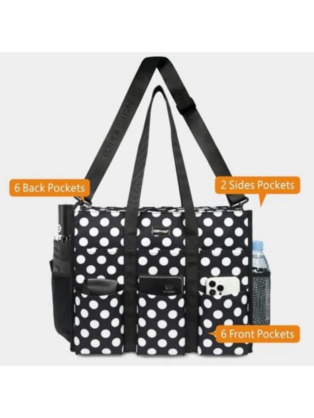 Utility Water Resistant Tote Bag | 22 Pockets, Zipper Closure, Perfect for